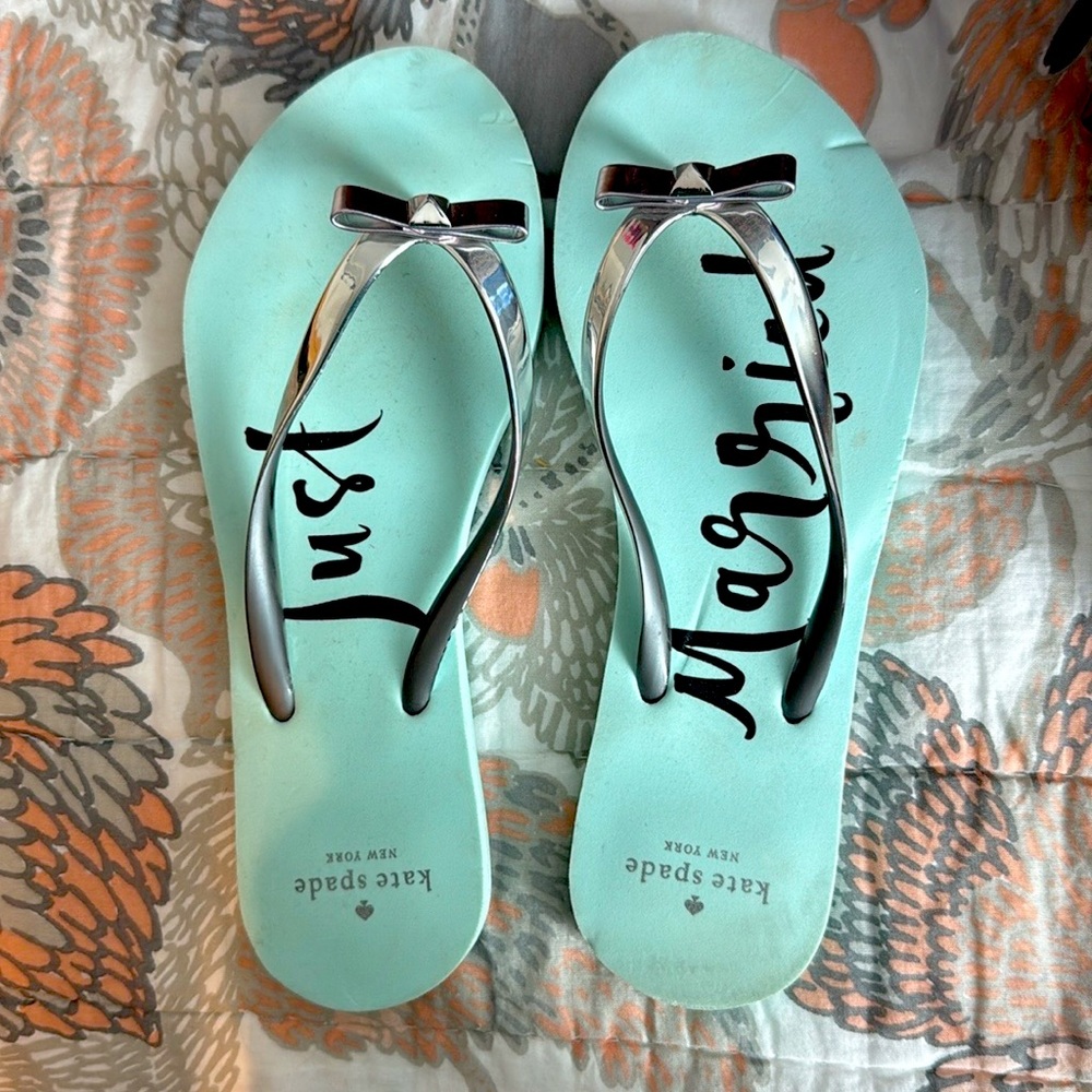 kate spade Silver and Mint 'Just Married' Sandals
